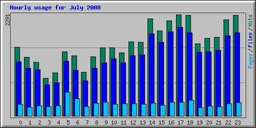 Hourly usage for July 2008